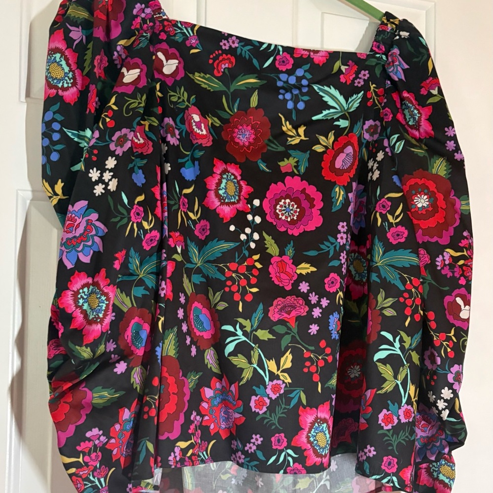Crosby Black Floral Blouse with Multicolor Accents